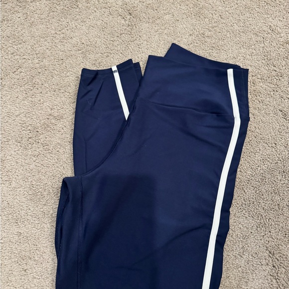 YPB Pants - YPB Navy Blue Leggings with White Stripe